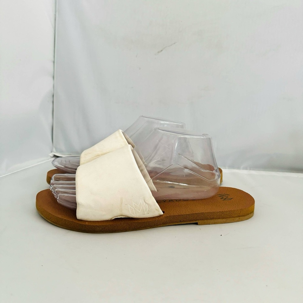 Malvados White Leather Slide Sandals Women’s Size 10/11